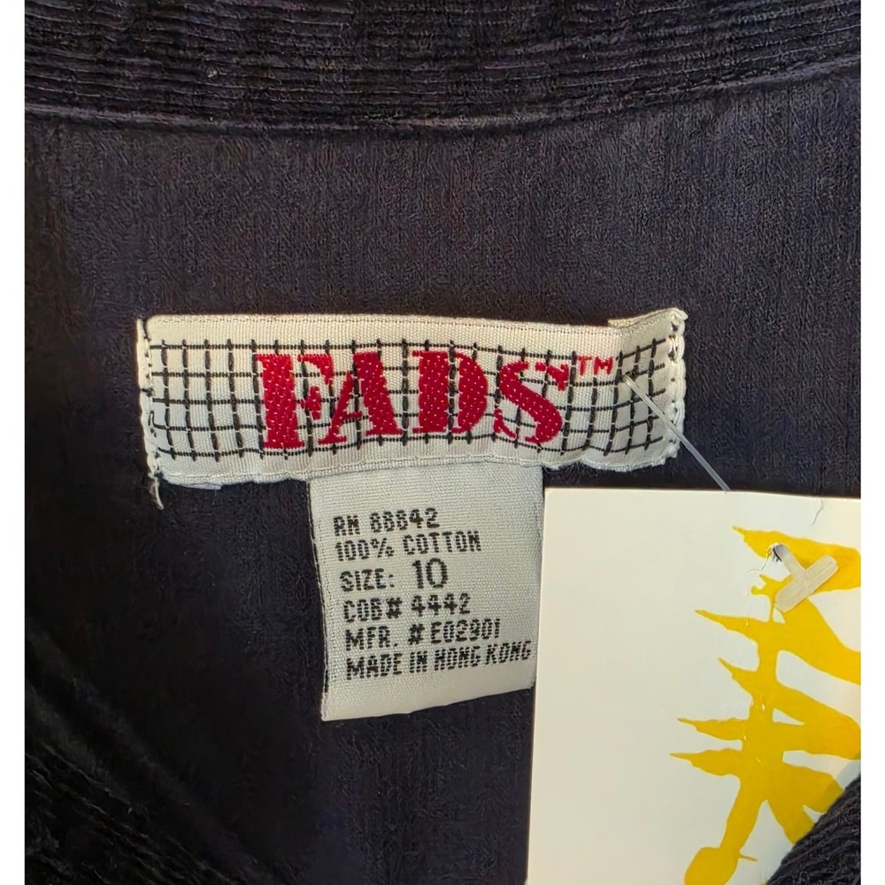 Vintage FADS Navy Blue Corduroy Smocked Waist Midi Dress Dark Academia Size 10 - Picture 6 of 7